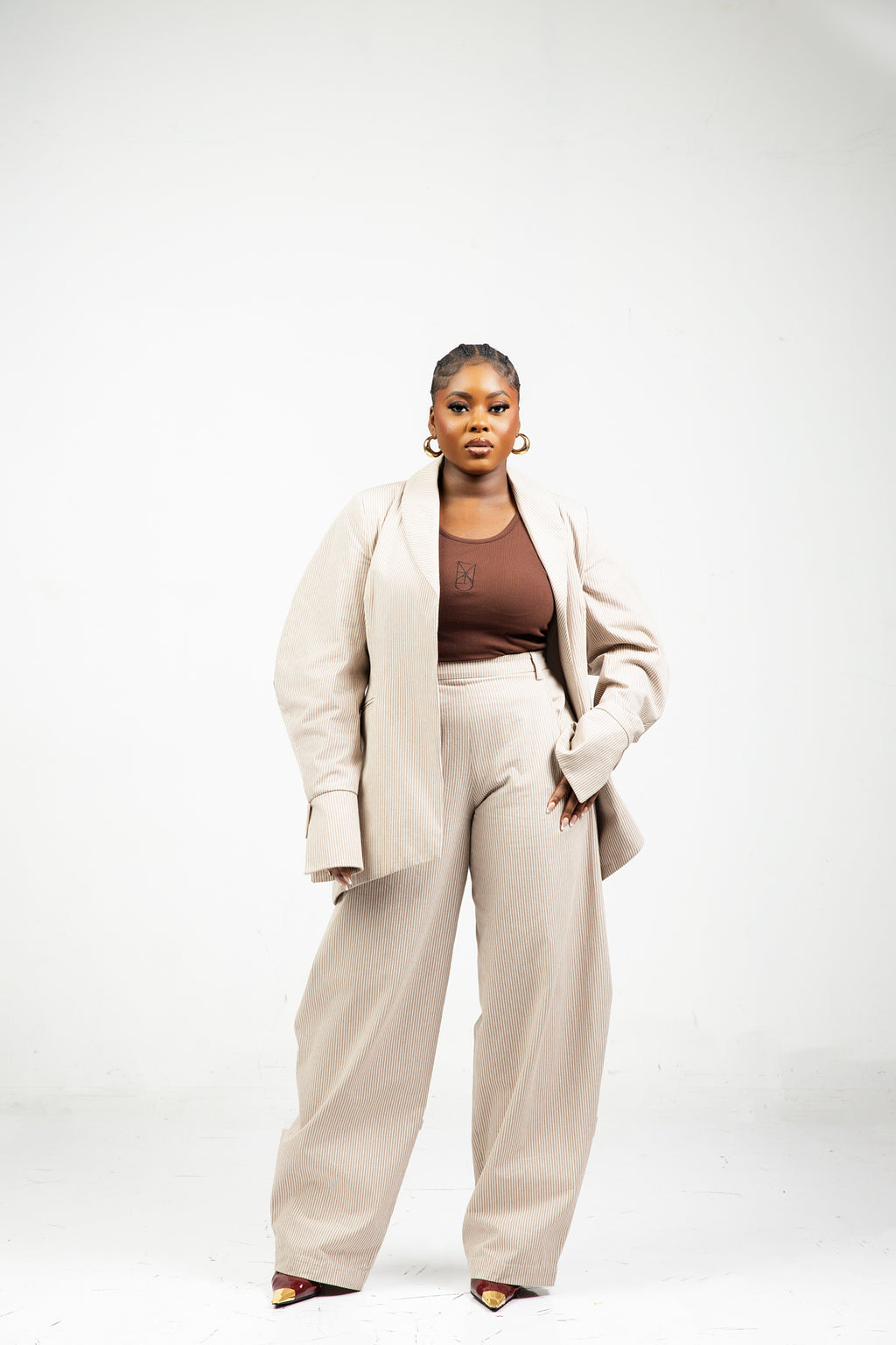 NAZIR Cotton Brown Blazer