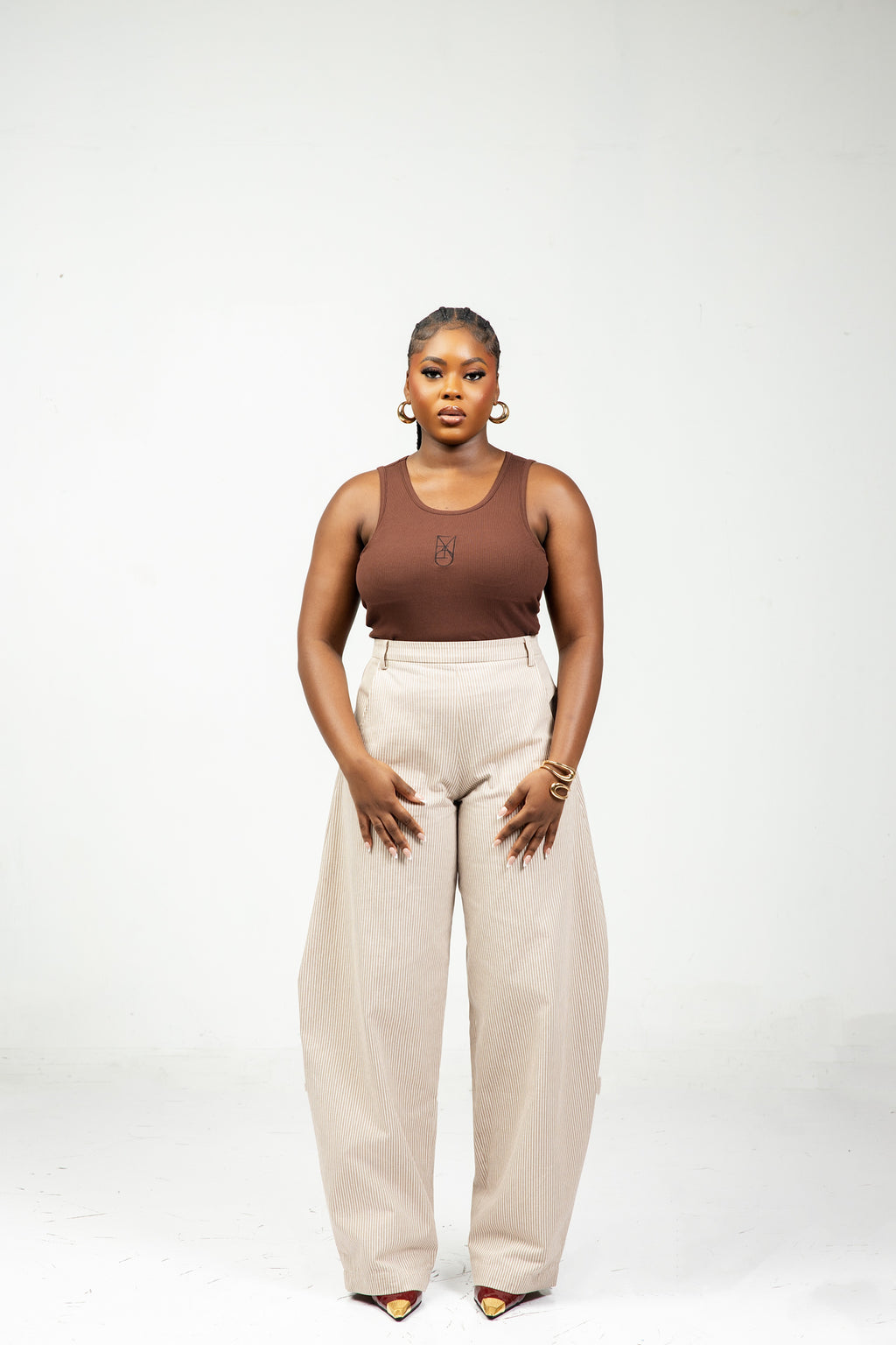 NAZIR Cotton Brown Suit Trousers