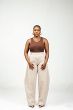 NAZIR Cotton Brown Suit Trousers
