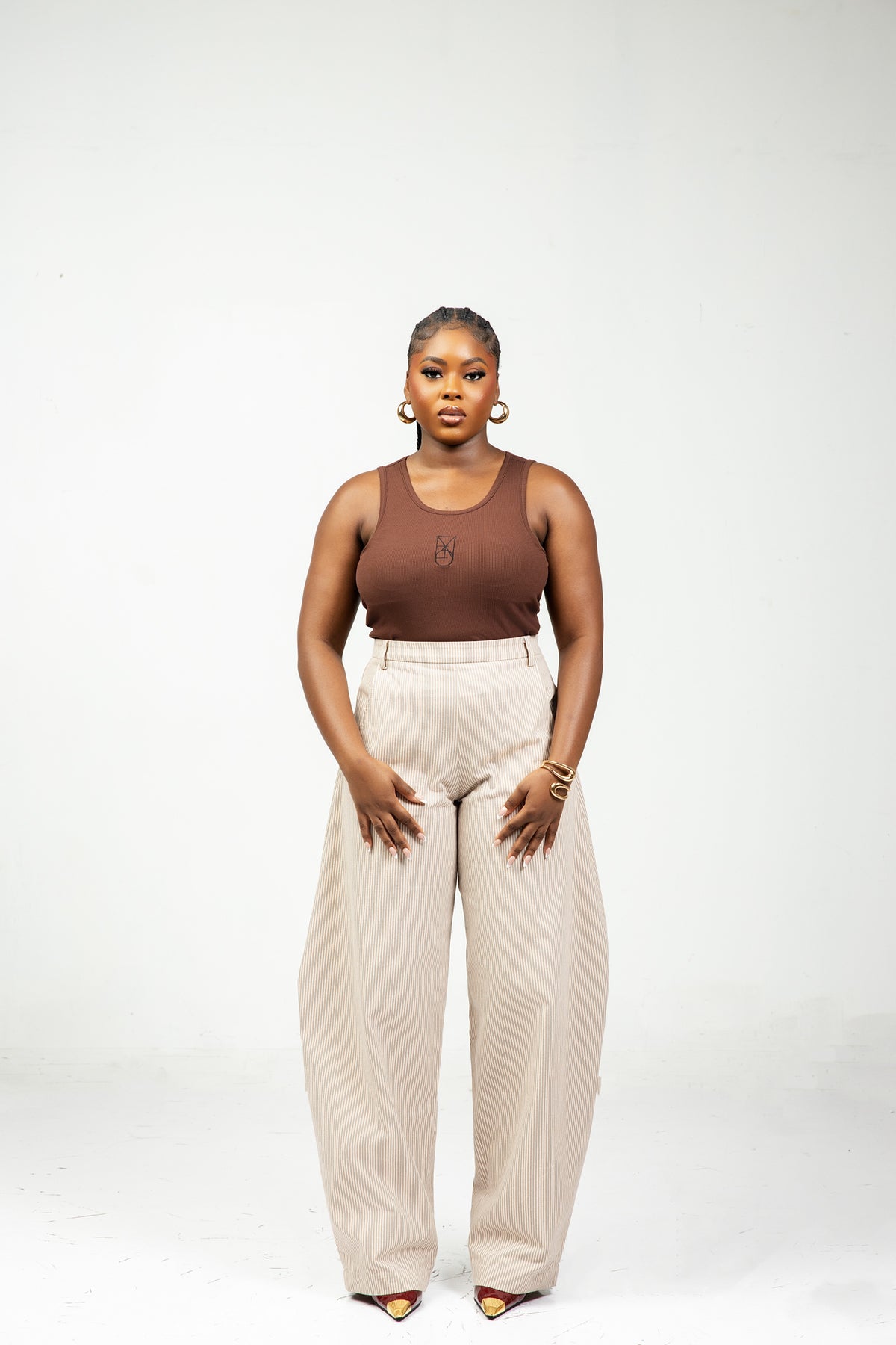 NAZIR Cotton Brown Suit Trousers