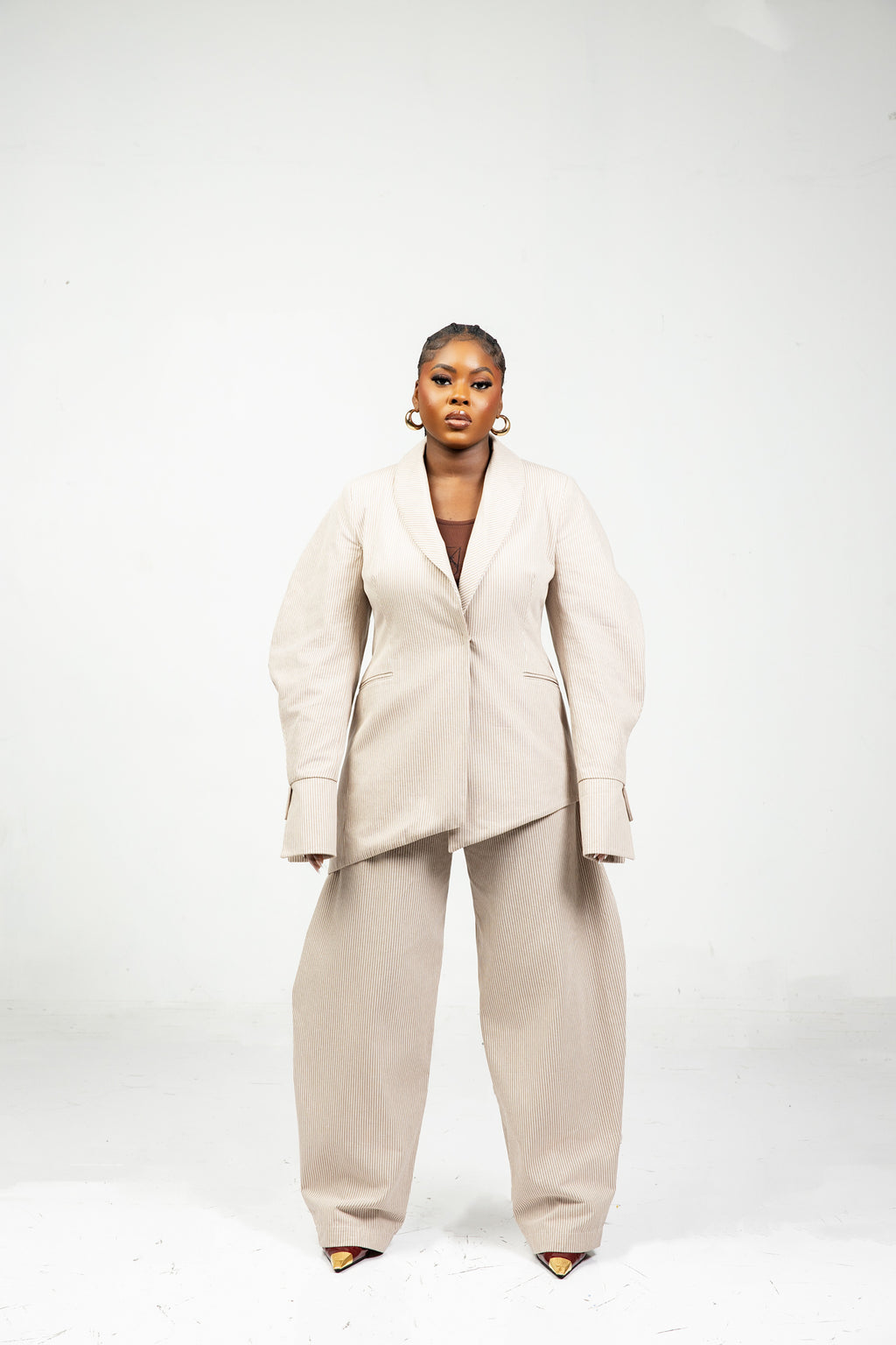 NAZIR Cotton Brown Blazer