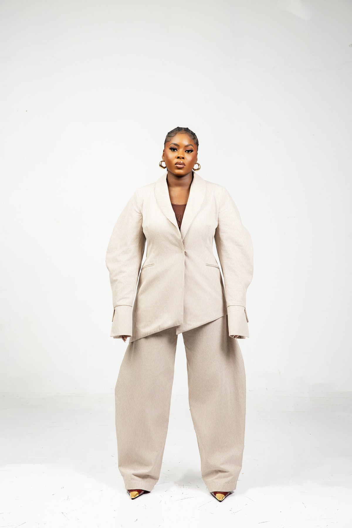 NAZIR Cotton Brown Blazer