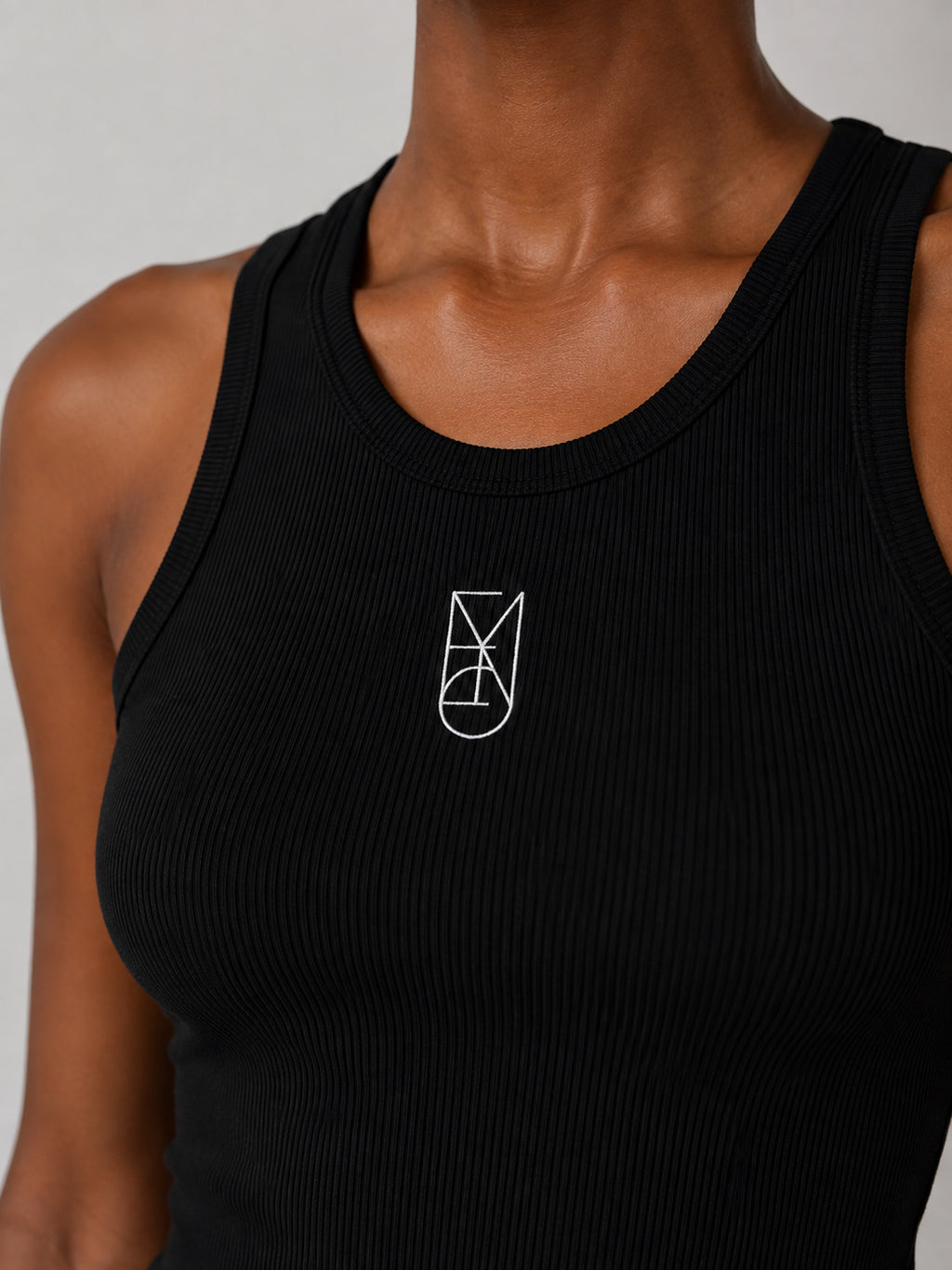 Cotton OV Ribbed Tank in Black