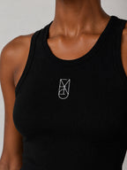 Cotton OV Ribbed Tank in Black