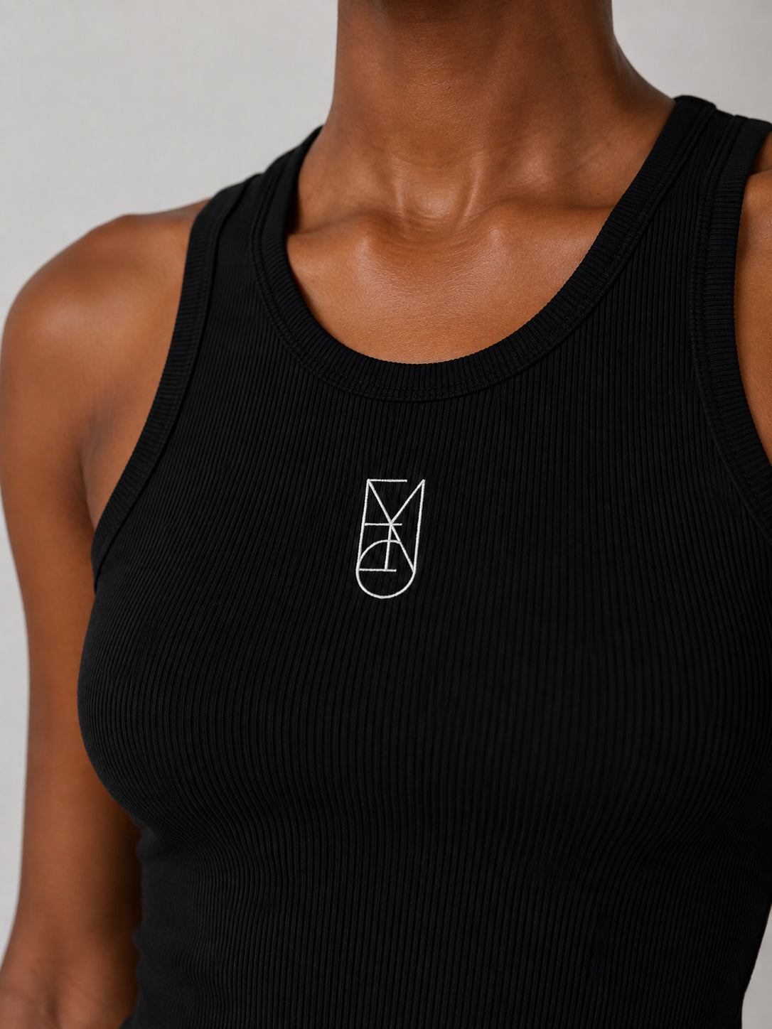 Cotton OV Ribbed Tank in Black