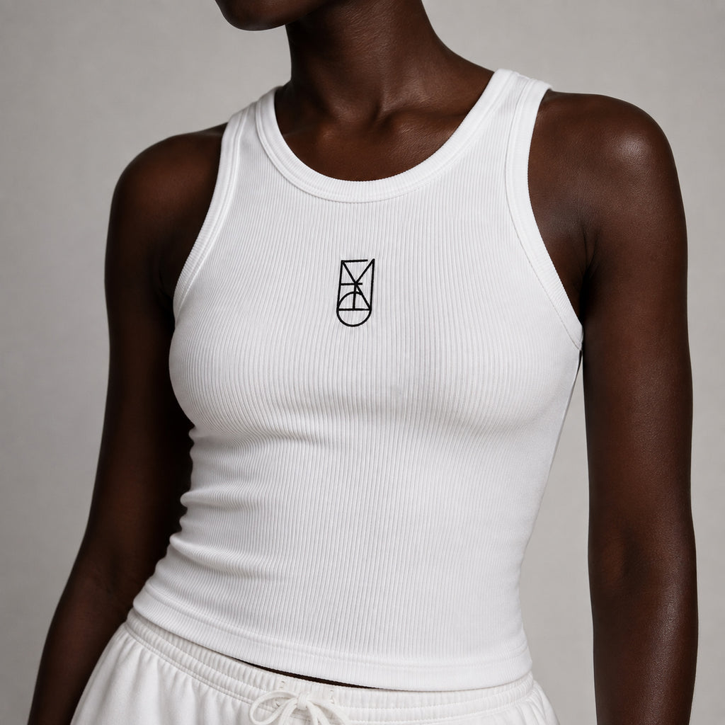 Cotton OV Ribbed Tank in White