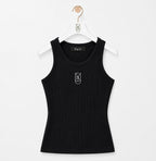 Cotton OV Ribbed Tank in Black