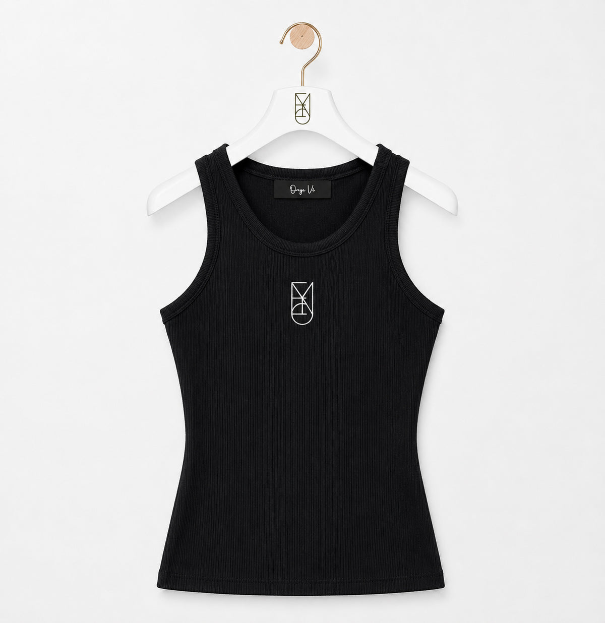 Cotton OV Ribbed Tank in Black