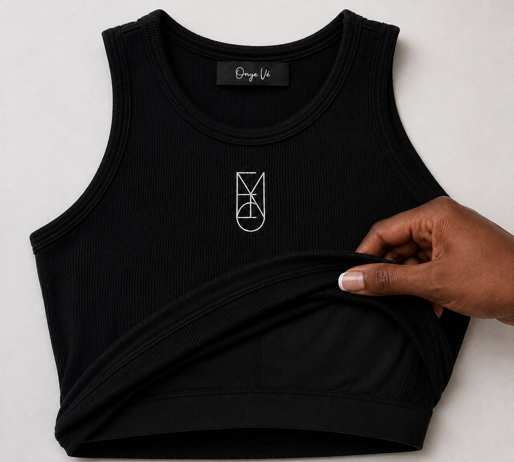 Cotton OV Ribbed Tank in Black