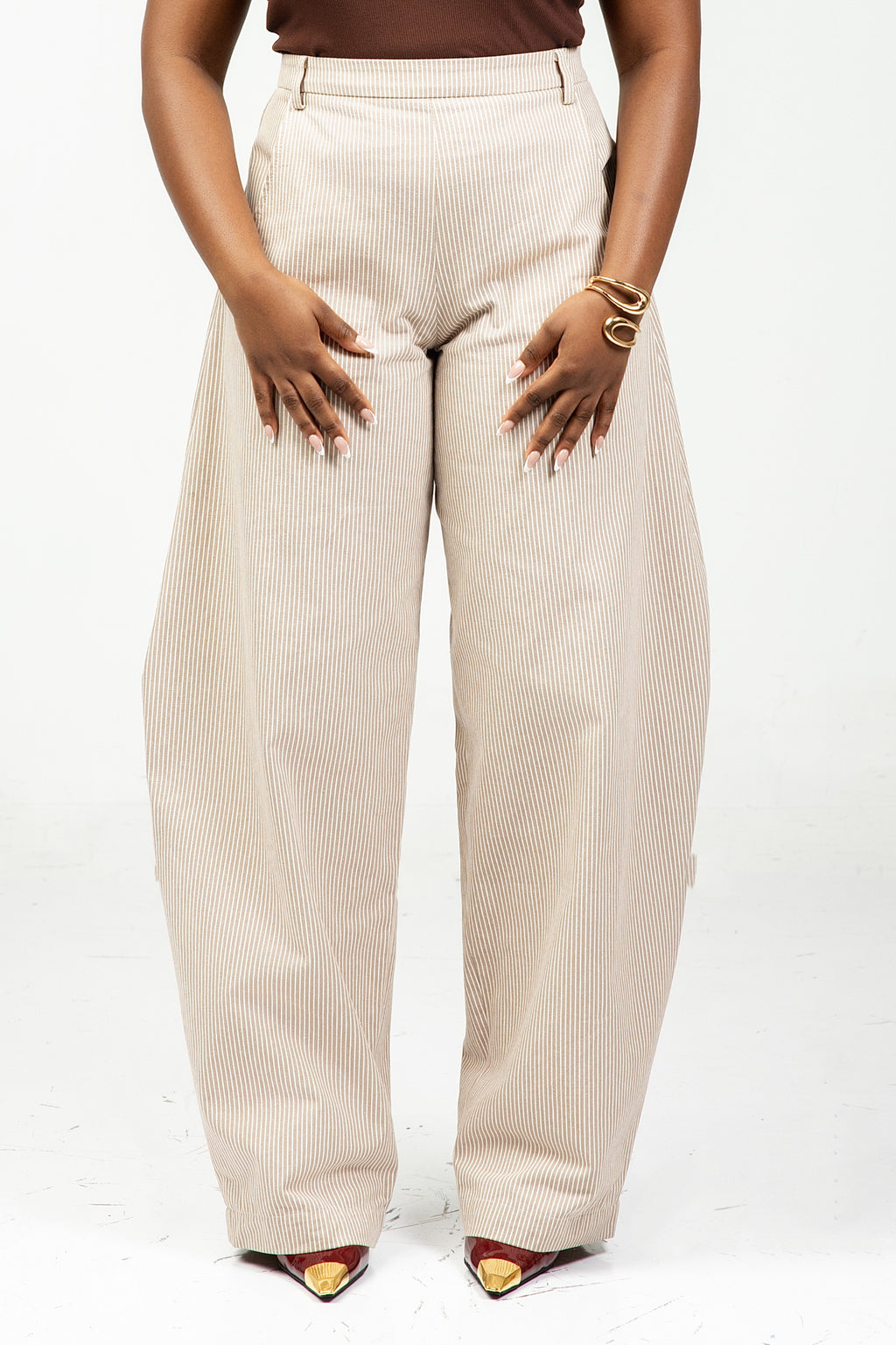 NAZIR Cotton Brown Suit Trousers