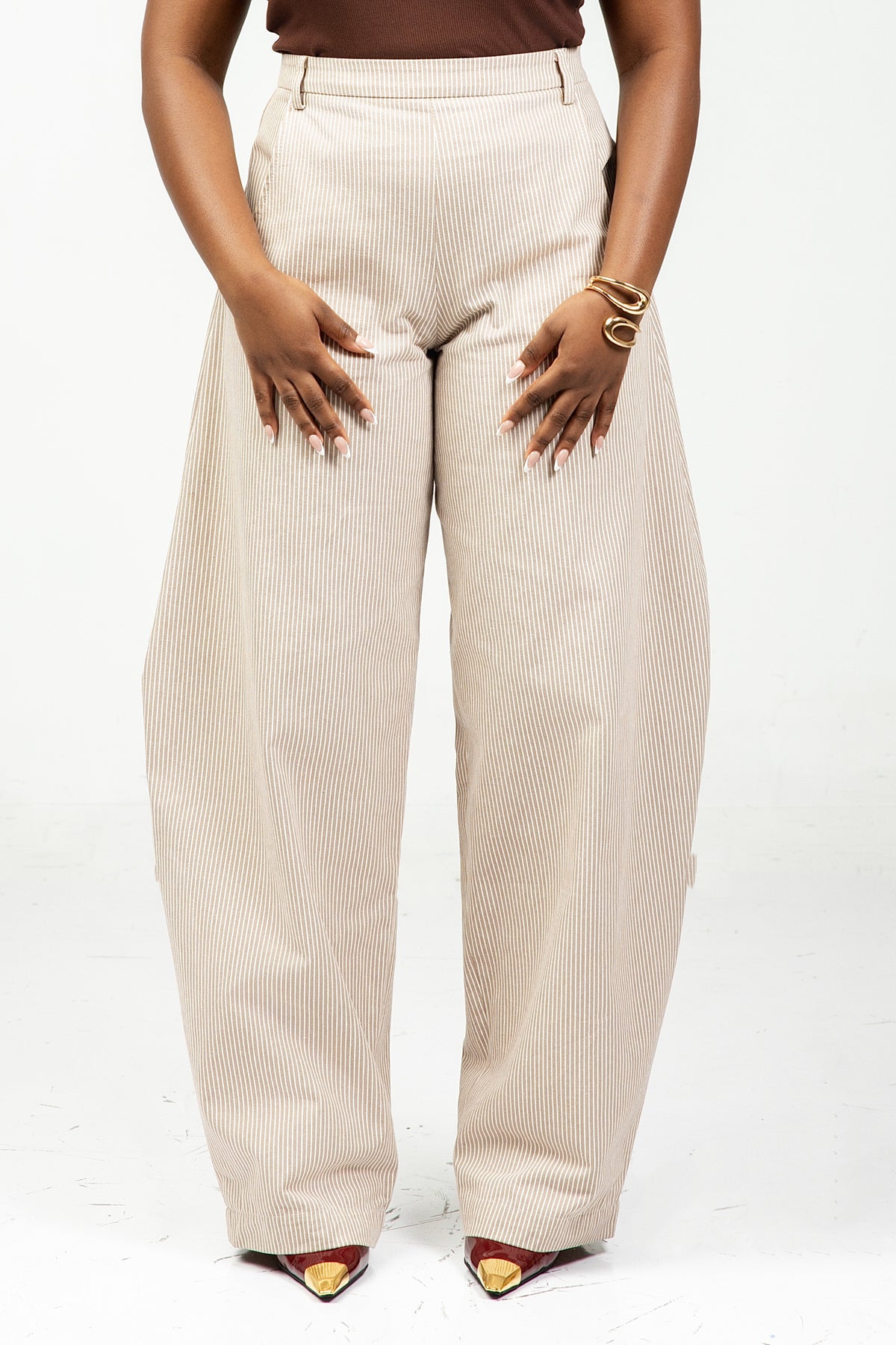 NAZIR Cotton Brown Suit Trousers
