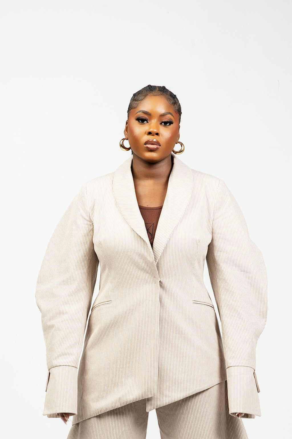 NAZIR Cotton Brown Blazer