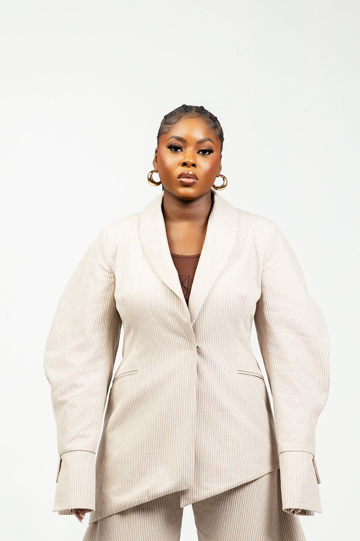 NAZIR Cotton Brown Blazer