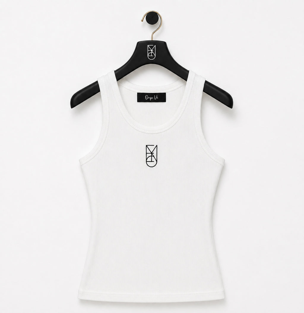 Cotton OV Ribbed Tank in White